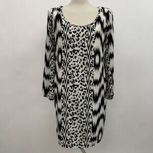 Peach Love California Women's Shift Dress‎ Large White Black
